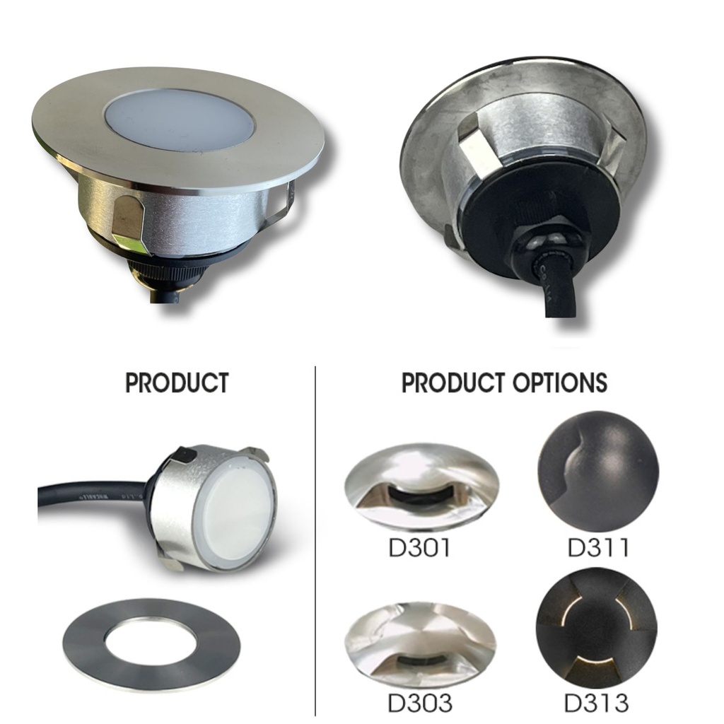 2036-D313 - 3 Spots encastrés bois Ø6cm noir - 3 fenêtres