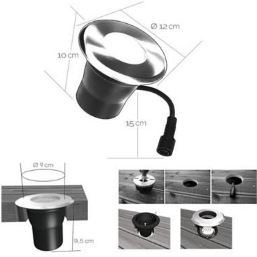 2176 - Spot à encastrer bois Ø12cm 3000°K
