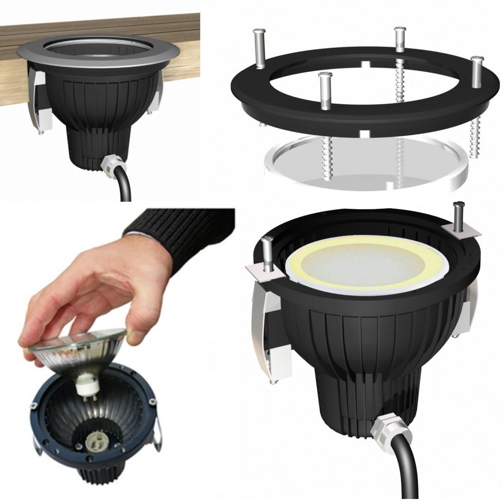 2286 - Spot à encastrer bois Ø16cm 3000°K