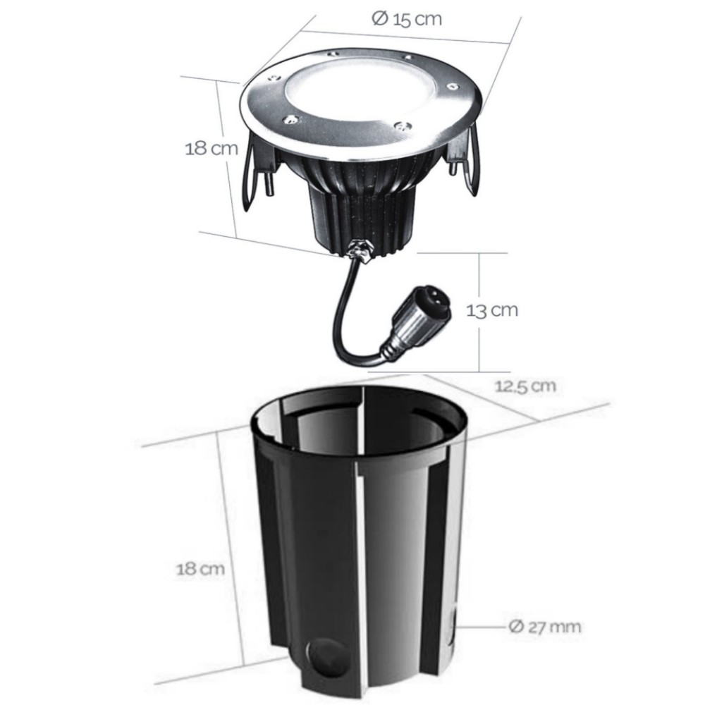 2586 - Spot à encastré dans le jardin Ø16cm 3000°K