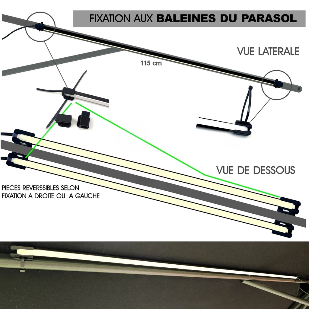1014B - Kit éclairage Parasol via Batterie (Adaptateur 24V)