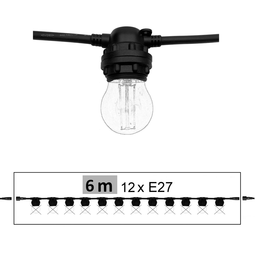 8506-G11 - Guirl. TEMPEST 6m 12xE27/G45 Fil 1700K