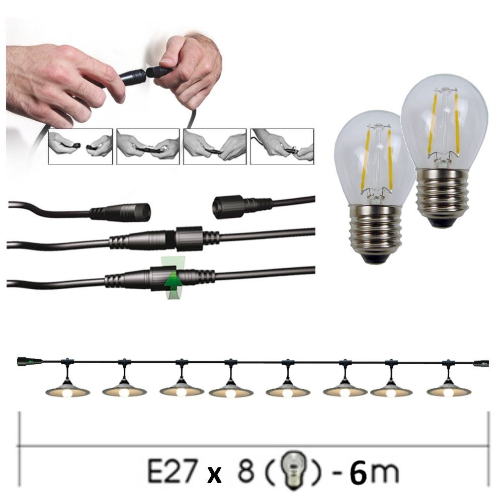 8606-33-30L - Guirlande 6m 8xE27 Coupelle