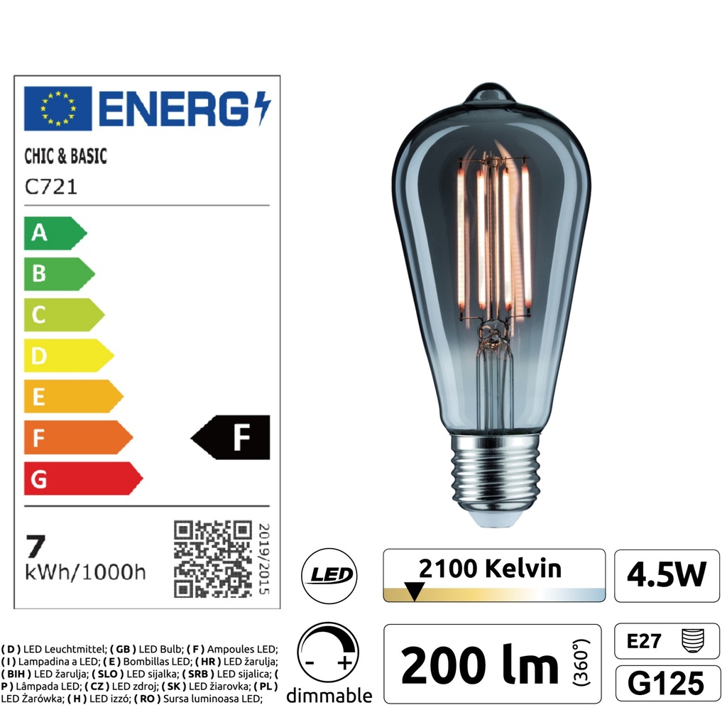 8606-C721 - Guirlande (Extension) 6m 8xE27/ST64 Fil 2100K