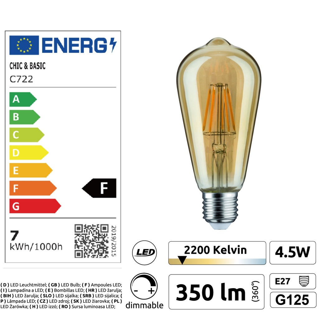 8606-C722 - Guirlande (Extension) 6m 8xE27/ST64 Fil 2200K
