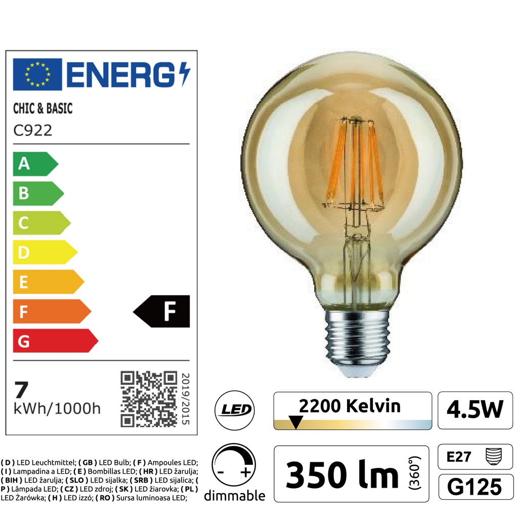 8606-C922 - Guirlande (Extension) 6m 8xE27/G125 Fil 2200K