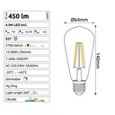 C720 - E27/ST64 -4,5W - 450 lm - Dim. -2700°K - Milky