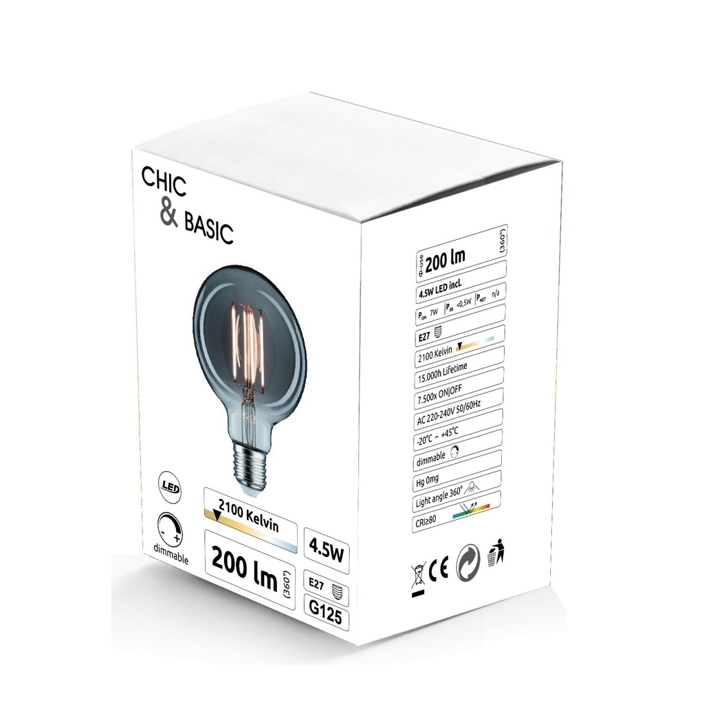 C921 - E27/G125 - 4,5W - 450 lm - Dim. - 2100°K - Smoky