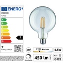 C923 - E27/G125 - 4,5W - 450 lm - Dim. - 2700°K - Clear