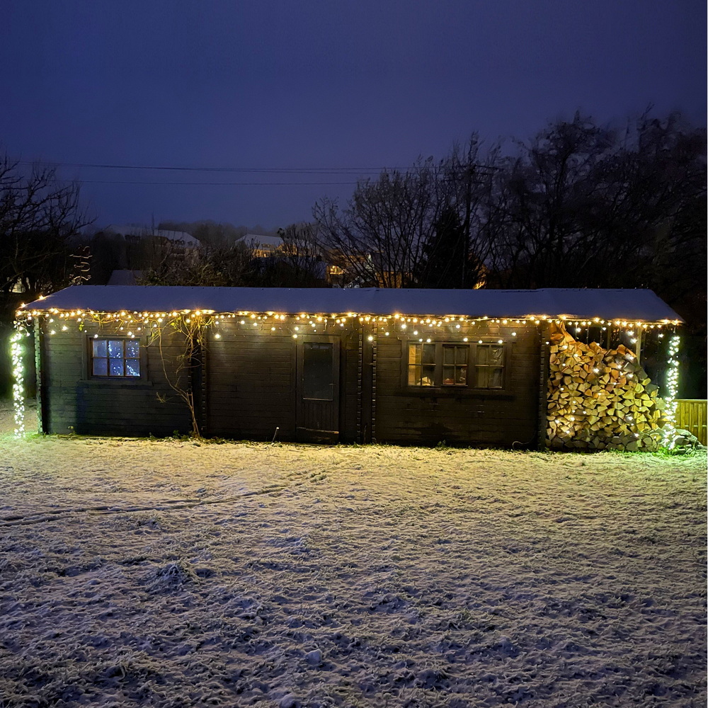 9542 - EXTENSION - Frange courte 60 LEDS (Flash) - L 3 m x H 40 cm -  Fil Noir - Blanc Chaud 4000°K