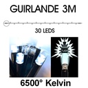 9513 - EXTENSION - Guirlande 30 LEDS (Flash) - 3 m - Fil Noir - Blanc Froid 6500°K