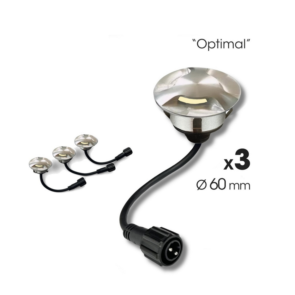 2036-D303 - 3 Einbaustrahler aus Holz Ø6cm - 3 Fenster