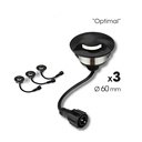 2036-D311 - 3 recessed wooden spotlights Ø6cm black - 1 window