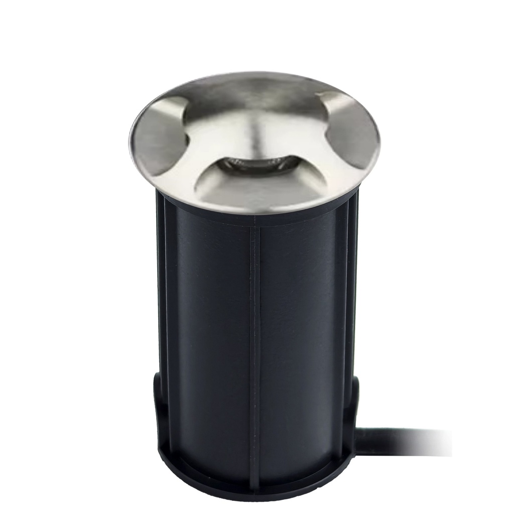 2646-D404 - Foco de encastrar em betão Ø 52mm 3W 3000°K - Top INOX 4 janelas