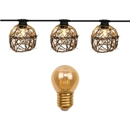 [8503-G33-60L] 8506-G33-60L - Guirl. ROTIN NATUREL 6m 12xE27/G45 Fil 1700K